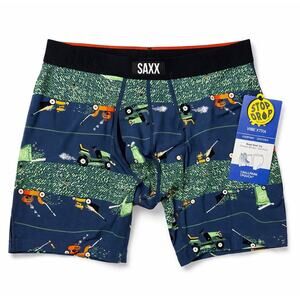 SAXX Vibe Xtra Boxer Brief Mens Medium Blue Golf Print Ballpark Pouch NWT